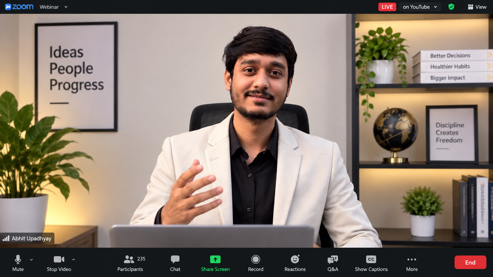 Abhit Upadhyay hosting the live coaching growth session